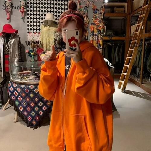 Basic Jackets Harajuku Soft Loose Zipper Hooded-Coat Pockets Letter Outwear Korean-Version Hiking Spring Fashion Classic Casual