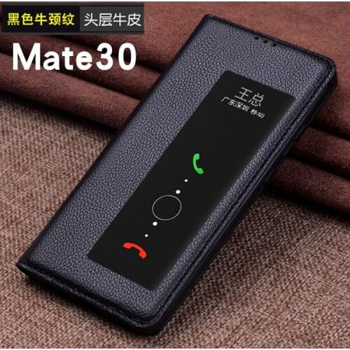Hot New Luxury Genuine Cow Leather Magnetic Window Flip Cover Mobile Phone Book Case For Huawei Mate 30 Pro Phone Cases Funda