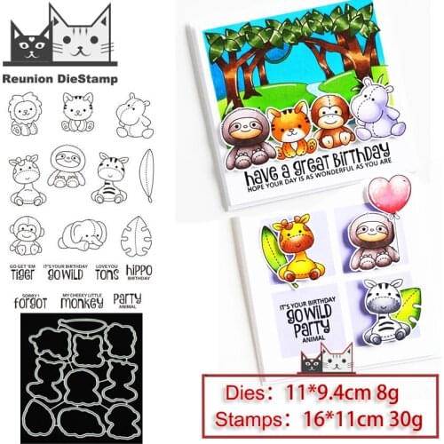 Reunion Lion Cat Hippo Metal Cutting Dies and Stamps Stencil for Scrapbooking Photo Album Embossing Decorative DIY Paper Cards
