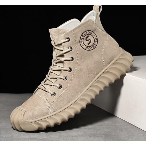 Men Leather Martin Boots High-top Boots Winter Plus Velvet Warm Cotton Boots High-value Outdoor Boots Lace-up Platform Boots