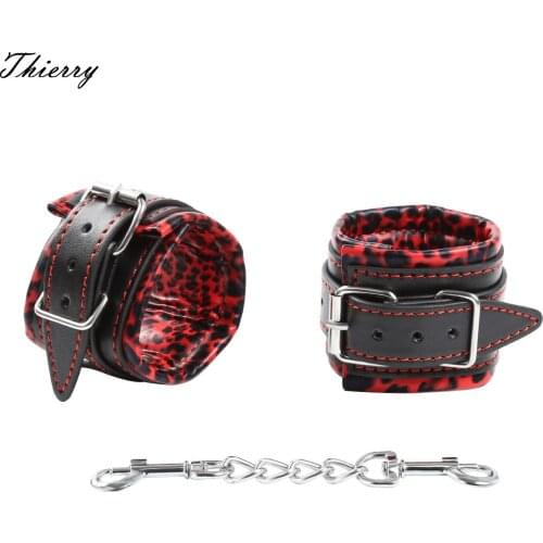 Thierry PU Handcuffs for Sex, Fetish Bondage Restraints Wrist Hand Cuffs, Sex Toys for Couples, Adult Games, Sex Products