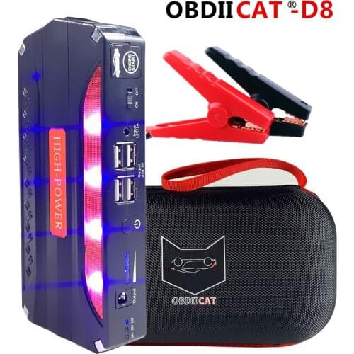 OBDIICAT-D8 Car Jump Starter Power Bank 600A Portable Car Battery Booster Charger 12V Starting Device Petrol Diesel Car Starter