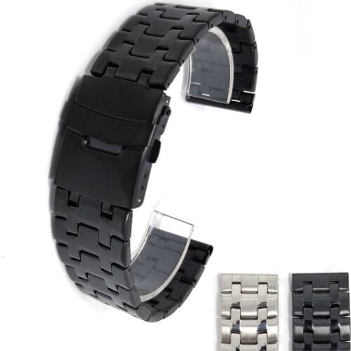 Wristband New Design Steel Strap Semi-solid Stainless Steel Watch Strap Double Safty Buckle 20mm 22mm Universal Watch Bands