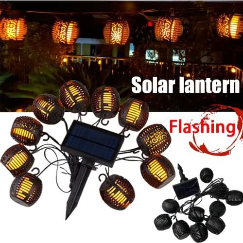 Solar Garden Light Hanging Lanterns Flame Light For Terrace Decor Outdoor Solar Lamp Waterproof 6/10 Balls LED String Lights