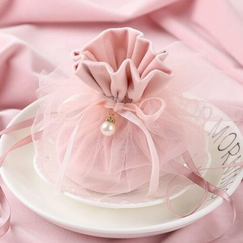 Mesh Skirt Velvet Bag Baby Shower Wedding Candy Bag Chocolate Package Bag Jewelry Storage Bag Wholesale Free Shipping