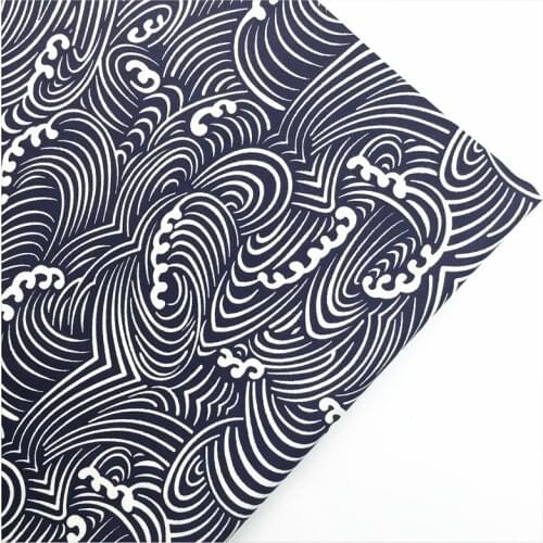 Syunss,100%Cotton Twill Fabric Navy Wave Printed Patchwork DIY Handmade Quilt Curtain Cloth Textile Material Sewing Craft Tissue