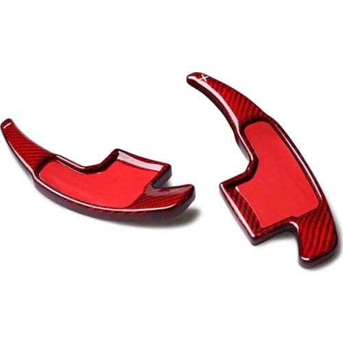 Car Steering Wheel Paddle Shift Extension Shifer 1Pair For Ford Mustang 2015 2016 2017 Red Carbon Fiber Car Accessories Parts