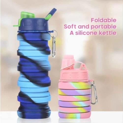 HOT 500ml Bicycle Foldable Water Bottle Leakproof Cycle Water Drink Bottle Creative Telescopic Portable Outdoor Drinkware Bottle