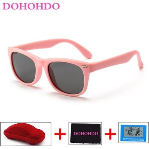 DOHOHDO Flexible Kids Sunglasses Polarized Child Baby Safety Sun Glasses Oculos De Sol UV400 Eyewear Shades Infant With Case