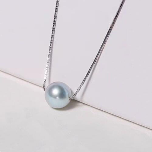 XF800 S925 Sterling Silver Seawater Pearl Necklace Pendant 7-8mm AKOYA Seawater Pearl For Women Fine Jewelry Gift X519