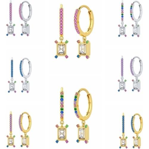 Aide 925 Sterling Silver Earrings For Women Pendiente Plata Colored Mini CZ Hoop Earring Design Luxury Jewelry Gift Brincos