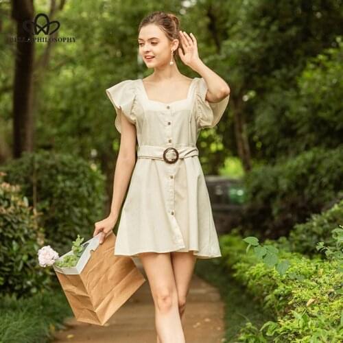 Bella phliosophy Women Summer Short Butterfly Sleeve Romper Vintage Sexy Female Sashes Linen Casual Holiday Playsuit