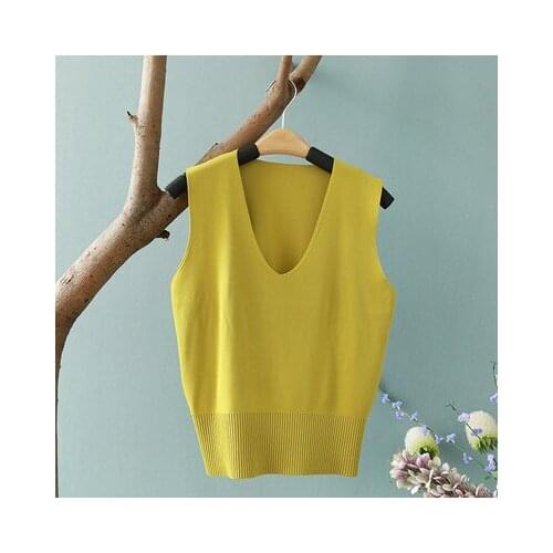 2021 New Summer Short Paragraph Solid Color Wild Women Thin Outer Coat Linen Knitted Vest Spring Sleeveless Bottoming Shirt