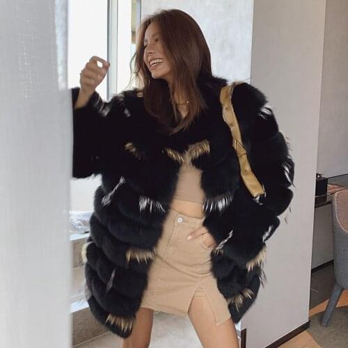High-Quality 2020 Winter New Fur Coat Imported Natural Real Fox Fur Medium Length Jacket abrigos para mujer