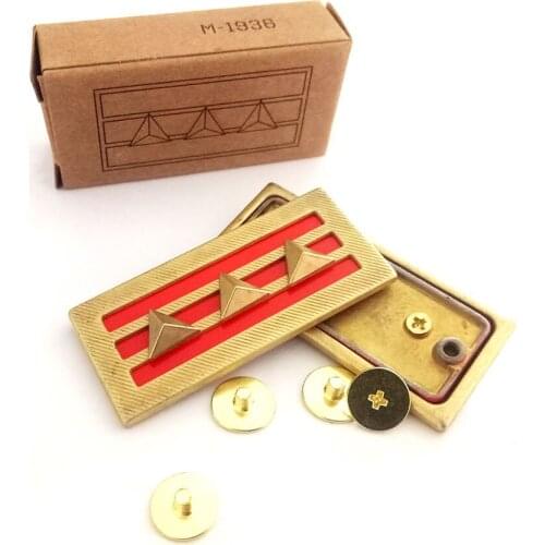 WWII CHINESE ARMY OFFICER RANK IRON PLATE COLONEL COLLAR TABS