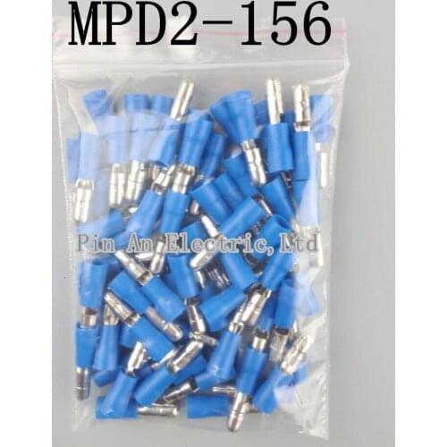MPD2-156 100PCS Bullet Shaped male Insulating Joint Wire Connector Electrical Crimp Terminal AWG16-14