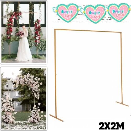 2M X 2M Wedding Stage Background Frame Wrought Iron Decorative Flower Stand Custom Wedding Square Arch Shelf Wedding Decor