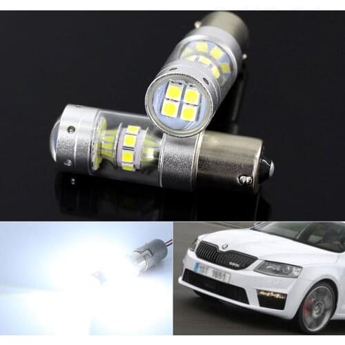 2pcs White Canbus 1156 P21W LED Bulb for Skoda Octavia Superb 2 FL A5 2009 2010 2011 2012 2013 DRL Daytime Running Light