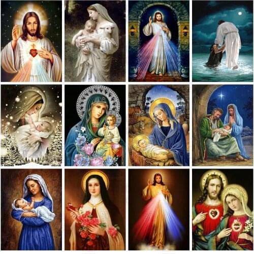 5D Diy Full Square Round Religion Diamond Embroidery Jesus Portrait Mosaic Cross Stitch Kit Handmade Gift Home Wall Decoration