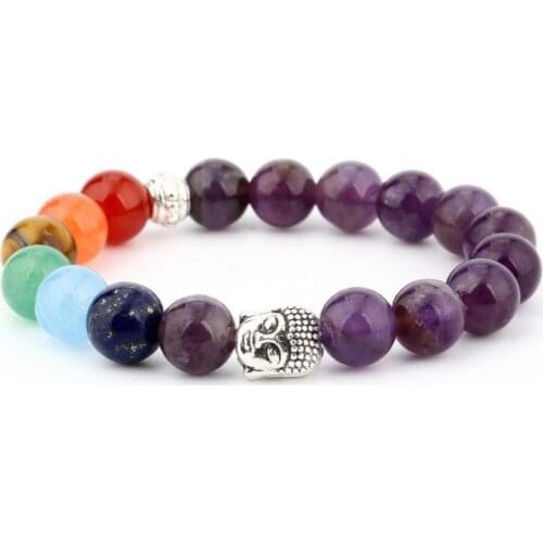 6mm ik4 mulitcolor rainbow elastic agate Onyx lava Bracelet energy Healing Balance Prayer Reiki Chakra Buddha Yoga Bangles