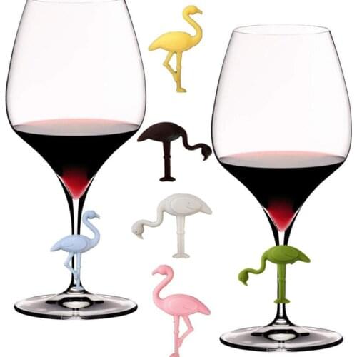 6PCS/Set Silicone Flamingo Wine Glass Marker Drink Label Identification Wine Glass Flamingo Mark Recognizer Party Supply