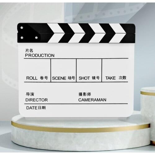 Selens Film ClapperBoard Acrylic Clapboard With Marker Pen Eraser Dry Erase TV Movie Director Cut Action Scene Slate Clap