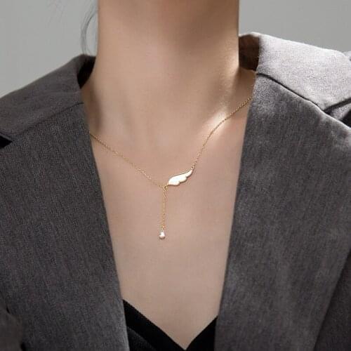 Exquisite pendant necklaces for women Elegant feather dangle crystal drop 925 sterling silver Extension chain clavicle jewelry