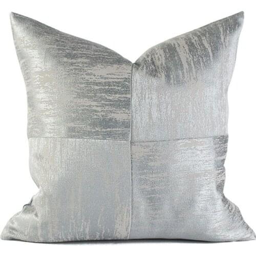 DUNXDECO Cushion Cover Decorative Pillow Case Modern Simple Silver Jacquard Patchwork Coussin Sofa Chair Bedding Cushion Cover