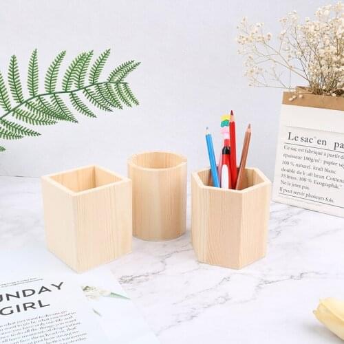 Coloring Case Tools Creative Pen HolderDesk Office Accessories Pen Holder Wooden Holder Pencil Pen Box Kids DIY