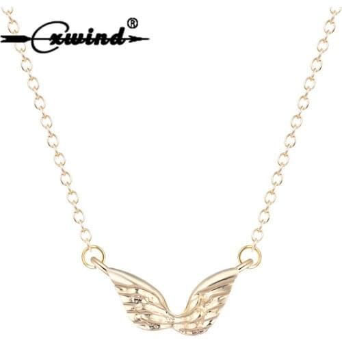 Cxwind Fashion Angel Wings Heart Pendant Necklace for Women Feather Necklaces Choker Statement Charm collares 2019 Gift