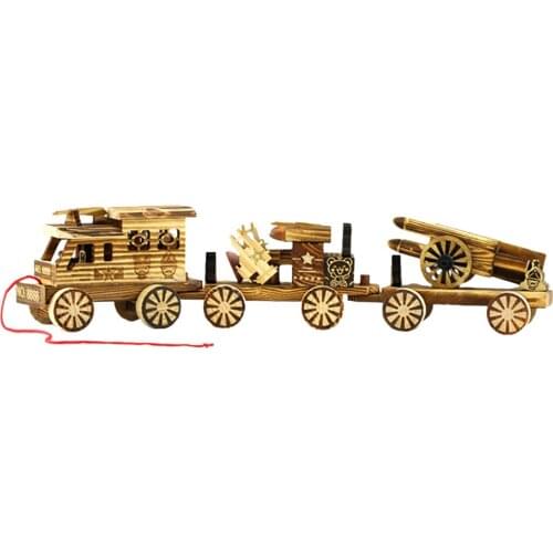 Wooden Three-Section Carrier Simulation Missile Transporter Model Kids Toys