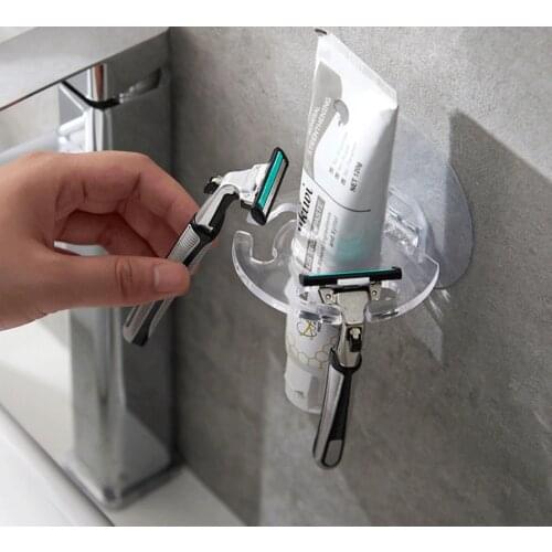 Razor Holder Household Toothpaste Holder Self Adhesive Toothbrush Organizer Shaver Storage Rack Bathroom Accessories