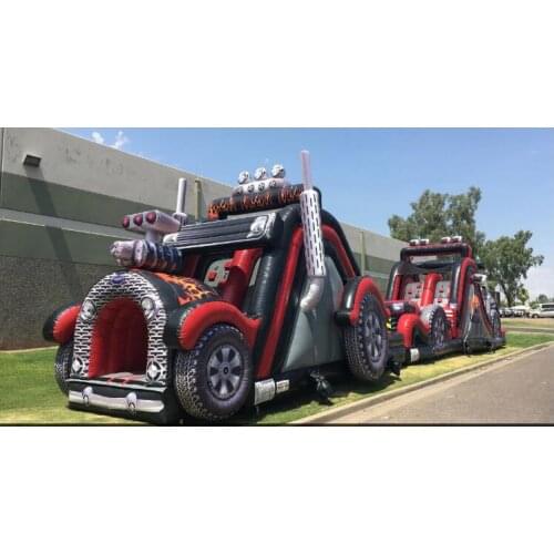 Hot sale Monster Truck retro car inflatable obstacle,inflatable obstacle course for kids