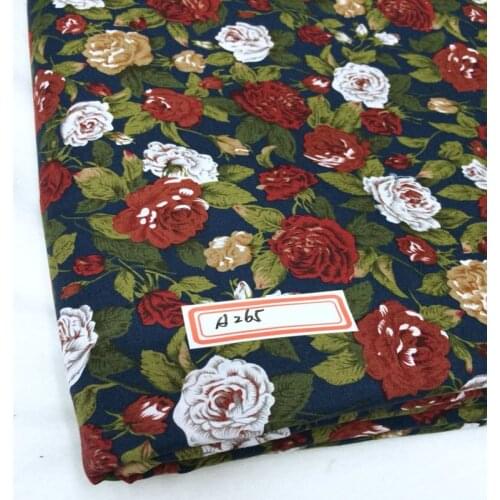 Graceful Red Mix White Blooming Rose Flower Printed Cotton Poplin Fabric Floral Fabric For DIY Sewing Quilting Bedding Clothing