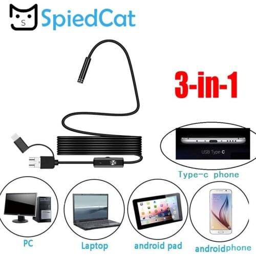 3in1 8MM 10MAndroid PC Typec-C/USB Endoscope Camera Led Lighting Waterproof Endoscope Inspection BorescopePipe Tube Inspection