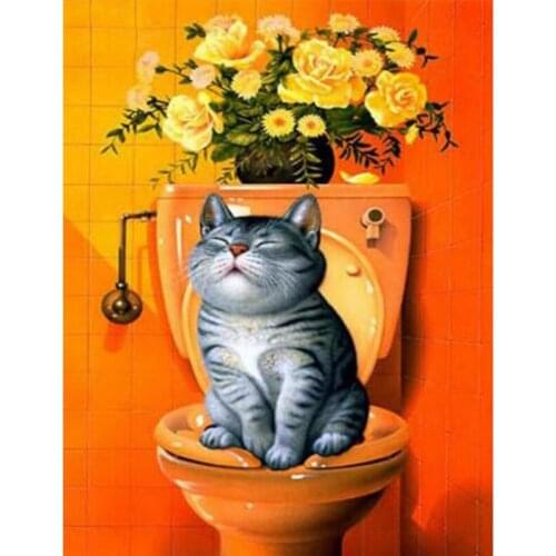 Cat,diamond embroidery,mosaic,wall decor,DIY,rhinestone,pasted,diamond painting,cross stitch,needle gifts--1-LH064