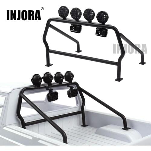 INJORA Metal Roll Cage Bucket with 6 LED Lights for 1/10 RC Crawler Pickup Axial SCX10 D90 Tamiya CC01 TF2