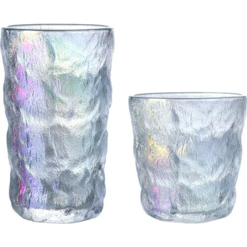 Magic World 380ml Glacier Whiskey Vodka Sake Cup Gradient Color Rock Tree Pattern Coffee Beer Cold Ink Drinkware with Coaster