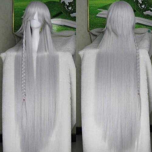Kuroshitsuji Phantomhive Ciel Cosplay Wig Under Taker Gray 90cm Long Synthetic Hair Anime Black Butler