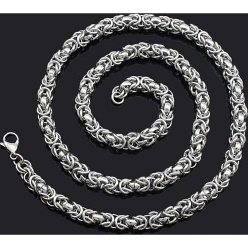 CHIMDOU Stainless Steel Vintage Byzantine Link Silver Color Necklaces Mens Chain Boy Wholesale Jewelry