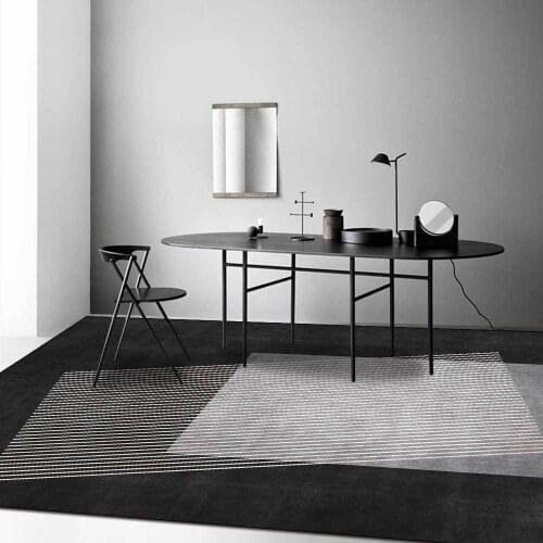 Nordic Style Living Room Carpet Black and Gray Geometric Bedroom Bedside Anti-Slip Floor Mat Kitchen Corridor Bathroom Area Rugs