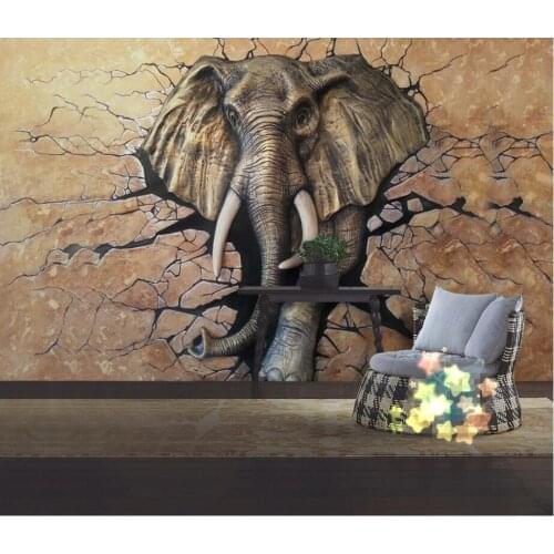 Beibehang Custom Wallpaper 3D Stereo Relief Elephant Walls into TV Wall Living Room Bedroom Background walls Mural 3d wallpaper