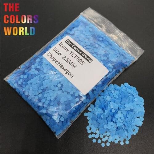 TCF505 Hexagon Shape Neon Matte Blue Color Solvent Resistant Nail Glitter Nail Art Decoration Makeup Body Glitter Polish DIY