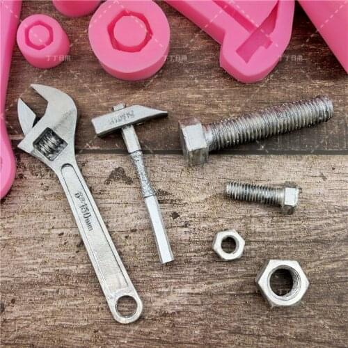Creative Wrench Hammer Key Silicone Mold DIY Cartoon Cake Mold Chocolate Candy Mold Non-stick Cake Decorating Tools