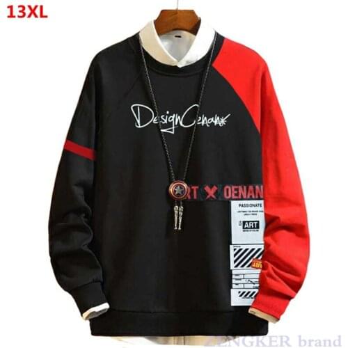 Autumn plus size mens sweater Hip hop large red sweater 10XL 11XL 12XL 13XL streetwear plus size graphic hoodies oversized