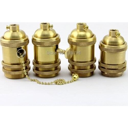 UL Pure copper 58mm/68mm E26/E27 lamp holder zipper knob switch lamp holder E27 socket DIY chandelier led light bulb lamp holder