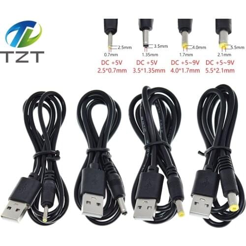 USB Port to 2.0*0.6mm 2.5*0.7mm 3.5*1.35mm 4.0*1.7mm 5.5*2.1mm 5V DC Barrel Jack Power Cable Connector 1M