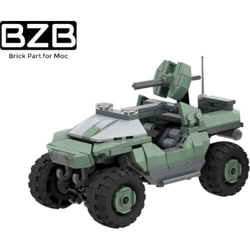 BZB MOC Military Off-Road Vehicle Halo War Warthog Armored Assault Vehicle Kid Boy Building Block Model Gift DIY Educational Toy