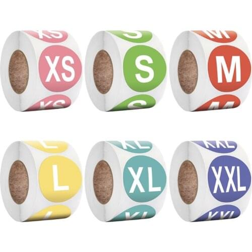 500pcs Colorful Round Clothing Size Stickers 1 Inch Adhesive Labels for Shoes Hat Underwear Bra Printed Tags Drop Shipping