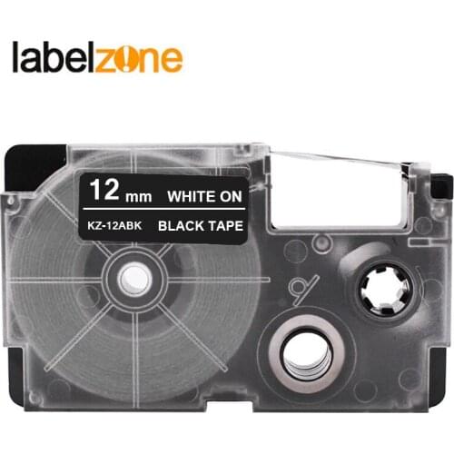 12mm*8m XR-12ABK White on black Laminated Label Tapes Compatible for KL60 KL100 KL120 KL750 KL780 KL820 KL7000 Label Printer